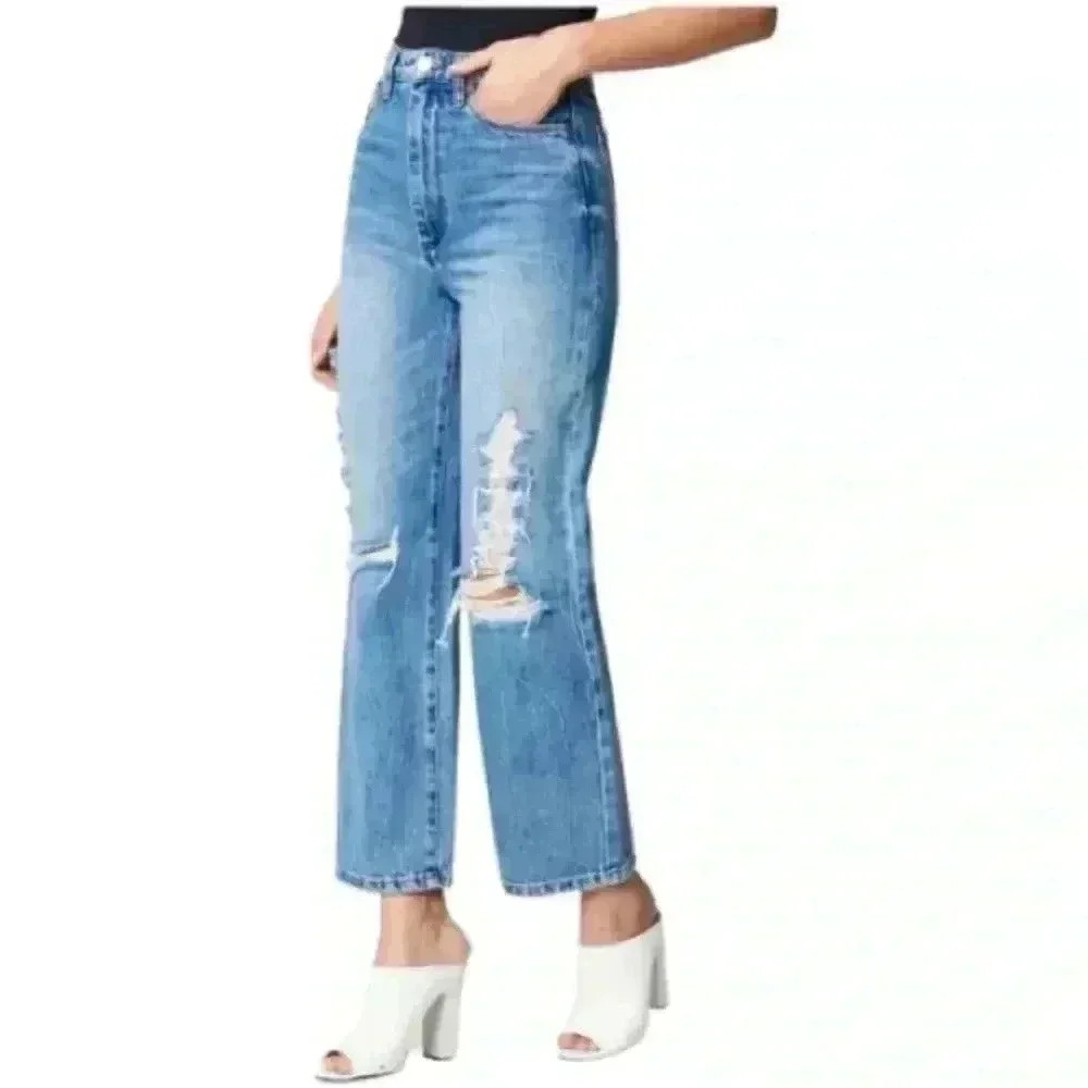 BLANKNYC The Baxter Rib Cage Straight Jeans 29 NWT Distressed Organic Cotton
